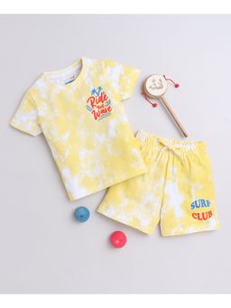 Bumzee - Yellow Boys Half Sleeves T-Shirt and Shorts (Set of 2)