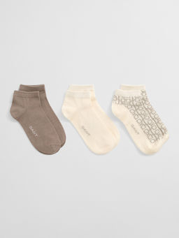 GANT - Womens Multi-Color Jacquard Monogram Ankle Socks (Pack of 3)