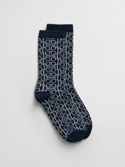 GANT - Womens Navy Blue Jacquard Monogram Socks