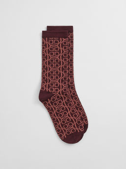 GANT - Womens Maroon Jacquard Monogram Socks