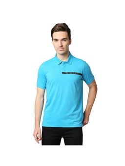 Park Avenue - Medium Blue Printed Polo T-shirt