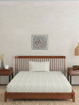Fabindia - Beige Hand Block Printed Cotton Bedsheet with 1 Pillow Cover (Single)