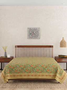 Fabindia - Green Nikunj Printed Cotton Bed Cover