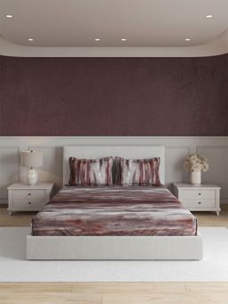 Ddecor Live Beautiful - Pure Cotton 210Tc Abstract Wine Bedsheet with 2 Pillow Covers (Super King)