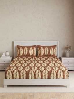 Ddecor Live Beautiful - Pure Cotton 145Tc Nature Brown Bedsheet with 2 Pillow Covers (Super King)