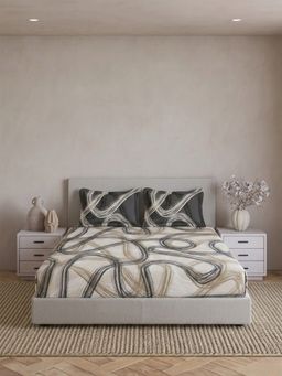 Ddecor Live Beautiful - Pure Cotton 180Tc Abstract Beige Bedsheet with 2 Pillow Covers (Super King)