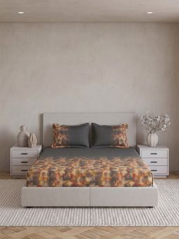 Ddecor Live Beautiful - Pure Cotton 180Tc Abstract Grey Bedsheet with 2 Pillow Covers (Super King)