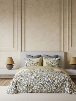 Ddecor Live Beautiful - Premium Cotton 145Tc Floral Beige 4 Piece Bedding Set (King)
