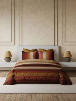Ddecor Live Beautiful - Premium Cotton 145Tc Stripes Red 4 Piece Bedding Set (King)