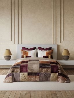 Ddecor Live Beautiful - Premium Cotton 145Tc Geometric Wine 4 Piece Bedding Set (King)