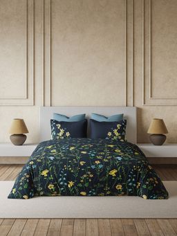 Ddecor Live Beautiful - Premium Cotton 145Tc Floral Navy Blue 4 Piece Bedding Set (King)