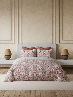 Ddecor Live Beautiful - Premium Cotton 145Tc Floral Grey 4 Piece Bedding Set (King)