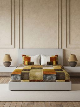 Ddecor Live Beautiful - Pure Cotton 145Tc Geometric Brown Fitted Bedsheet with 2 Pillow Covers (King)