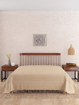 Fabindia - Beige Hand Woven Cotton Bed Cover