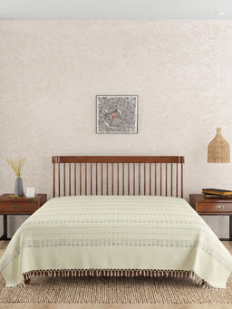 Fabindia - Off White Woven Cotton Bed Cover (Double)