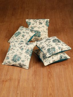 HOSTA HOMES - Aqua Jacquard Designed Polyester Based Cushion Covers (Pack of 5) (16 x 16 Inches)
