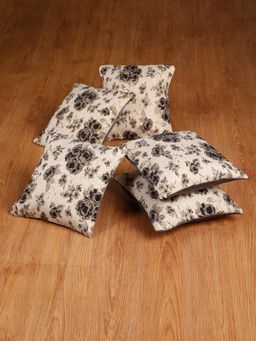 HOSTA HOMES - Grey Jacquard Designed Polyester Based Cushion Covers (Pack of 5) (16 x 16 Inches)