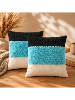 HOSTA HOMES - Blue Square Cushion Covers (Pack of 2) (16 x 16 Inches)