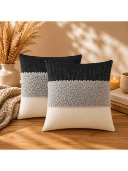 HOSTA HOMES - Grey Square Cushion Covers (Pack of 2) (16 x 16 Inches)
