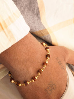 Japam - Brown Gold Plated Rudraksha Bracelet