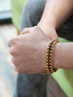 Japam - Brown Gold Plated Modern Rudraksha Bracelet