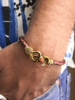 Japam - Brown Rustic Om Rudraksha Leather Bracelet