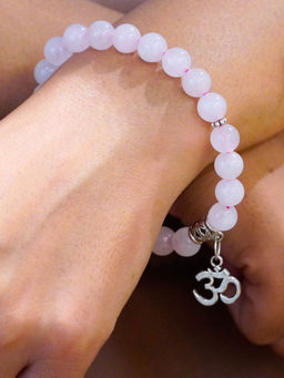Japam - Pink Rose Quartz Om Band Bracelet