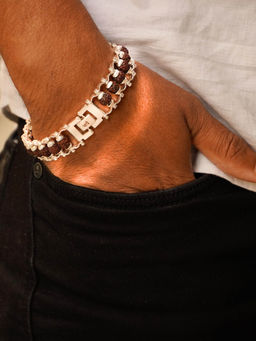 Japam - Brown Silver Plated Modern Rudraksha Bracelet