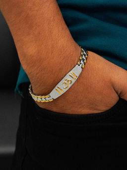 Japam - 24K Gold Plated Om Grid Duo Tone Bracelet