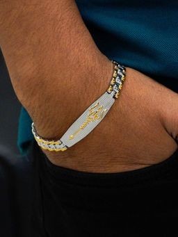 Japam - 24K Gold Plated Duo Tone Trishool Grid Bracelet