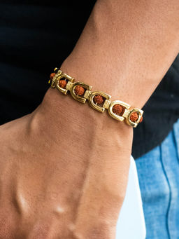 Japam - Brown Gold Plated Prime Cross Rudraksha Bracelet