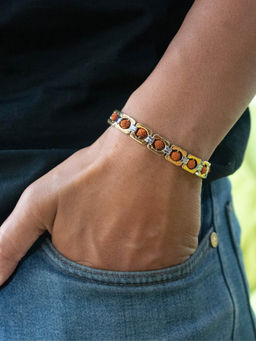 Japam - Brown Gold Plated Duotone Rudraksha Bracelet