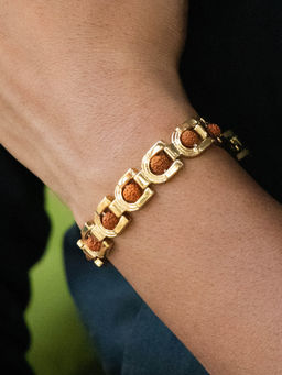 Japam - Brown Gold Plated Prime Curve Rudraksha Bracelet