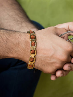 Japam - Brown Gold Plated Essential Rudraksha Bracelet