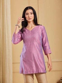 Fabindia - Purple Cotton Silk Short Kurta
