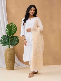 Fabindia - Peach Cotton Silk Dupatta