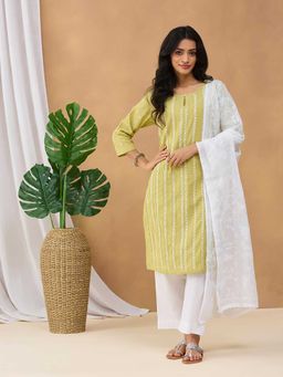 Fabindia - White Cotton Blend Chikankari Dupatta