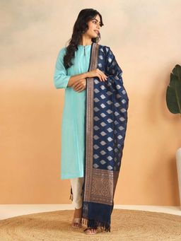 Fabindia - Navy Blue Viscose Silk Blend Dupatta