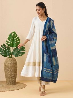 Fabindia - Indigo Silk Hand Block Print Dupatta