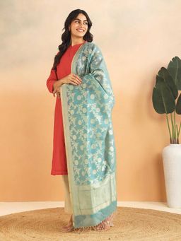 Fabindia - Blue Cotton Silk Blend Dupatta