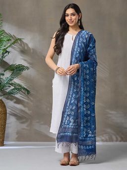 Fabindia - Indigo Cotton Silk Blend Hand Block Print Dupatta