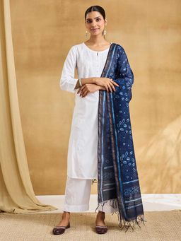 Fabindia - Indigo Cotton Silk Blend Hand Block Print Dupatta
