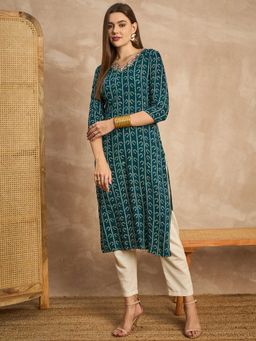 CHETI - Women Viscose Rayon Printed Kurta