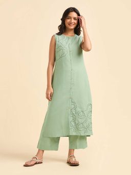 VISMAY - Pista Green Cotton Linen Co-Ord Set