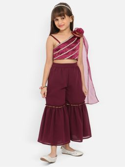 Nautinati - Girls Embellished One Shoulder Top with Sharara (Set of 2)