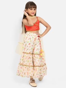 Nautinati - Girls Printed Gotta Patti Top Sharara with Dupatta (Set of 3)