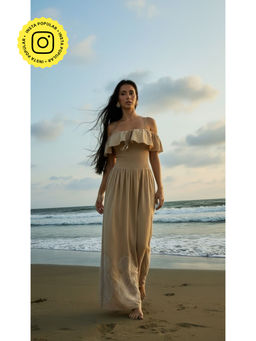 Essgee - Beige Aisley Embroidered Maxi Dress