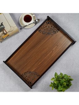 HomeTown - Reversible Dark Wenge Engineered Wood Tray Large in Multi-Color