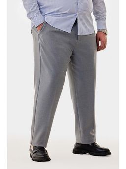 Snitch - Grey Textured Regular Formal Plus Size Trouser for Men