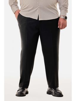 Snitch - Charcoal Grey Textured Regular Formal Plus Size Trouser for Men